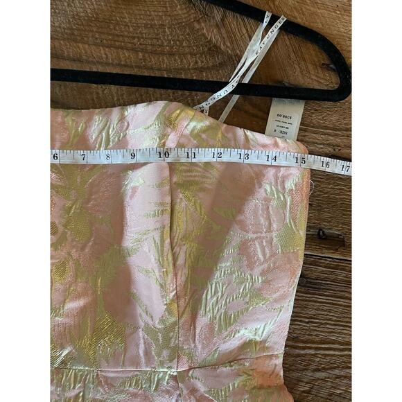 Kay Unger Blush Pink Gold Bella Floral Jacquard High-Low Gown 6 $398 No Belt - Picture 6 of 8